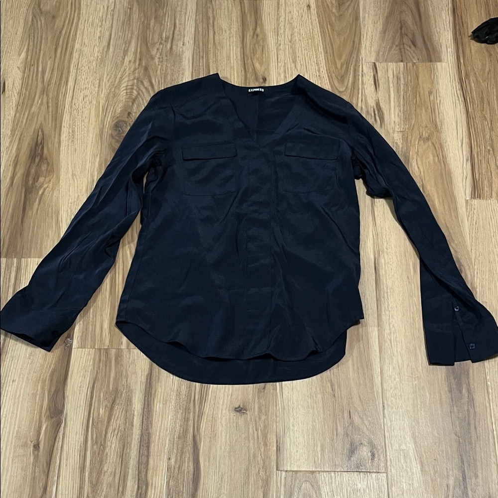 Express Women’s Dark Blue Casual Button Down Shirt